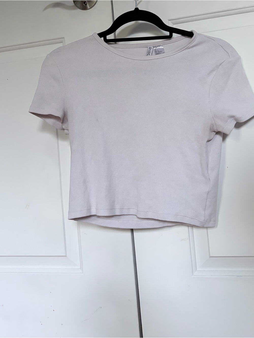 Divided white Ribbed Crop Top